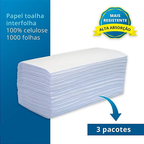 Papel Toalha Interfolha Branco 100% Celulose 3000