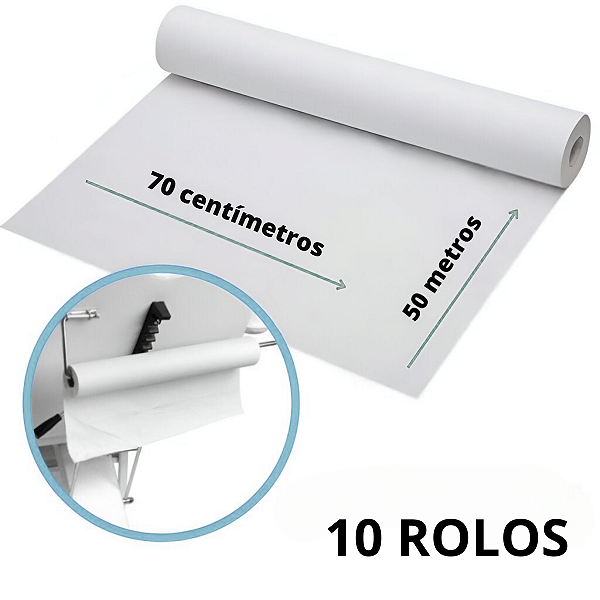 Lençol Papel Hospitalar Descartável Maca 70x50 10 rolos