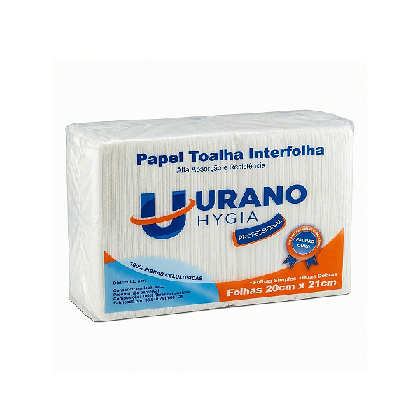 kit 6000 Papel Toalha Interfolha Branco Urano Hygia