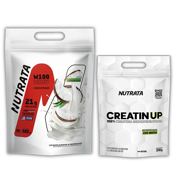 W100 Nutrata 900g + Creatina 300g Pura Refil
