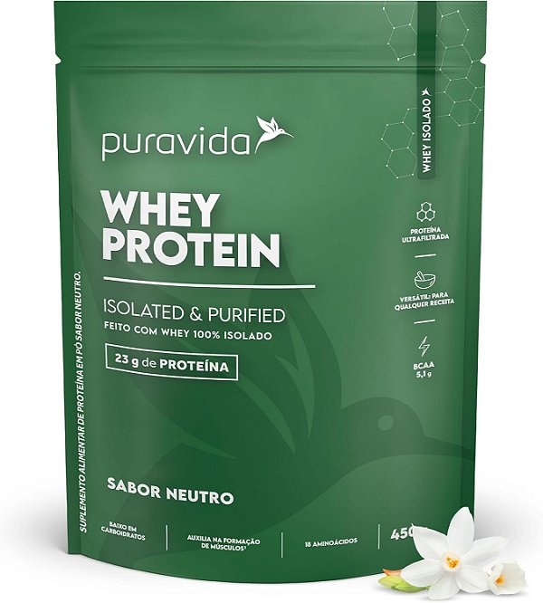 Whey Protein Isolado Neutro Puravida 450g