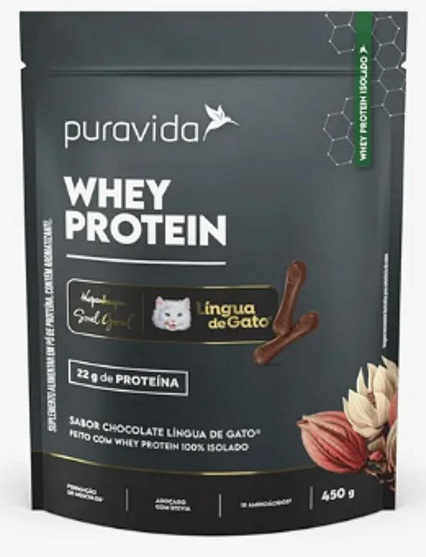 Whey Protein Isolado Puravida Chocolate Língua de Gato