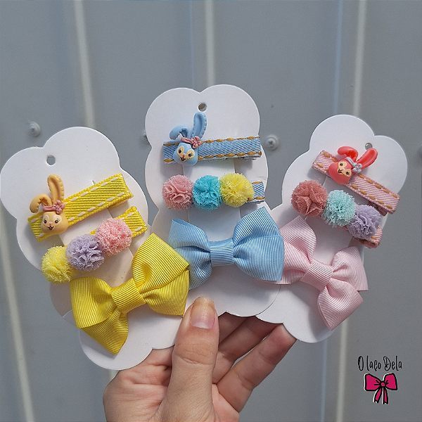 kit de hair clips - Páscoa encantada