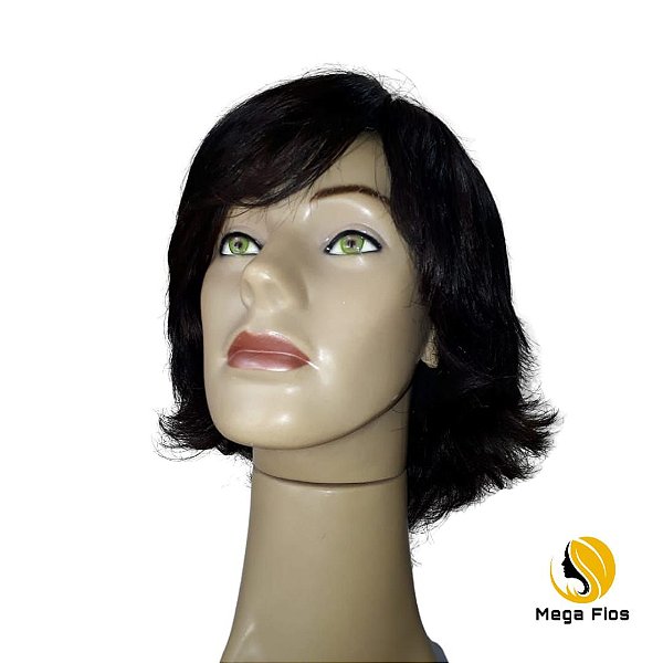 Peruca Lace Cabelo Humano: Castanho Escuro - Liso Ondulado