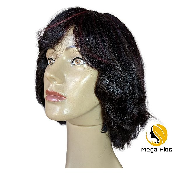 Peruca lace cabelo humano: Castanho Escuro - Liso grosso