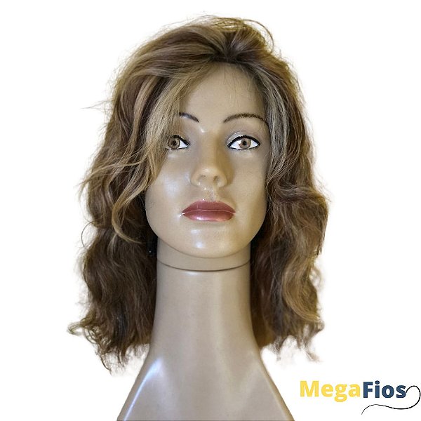 Peruca Lace Cabelo Humano: Loiro Natural Com Mechas - Liso Ondulado