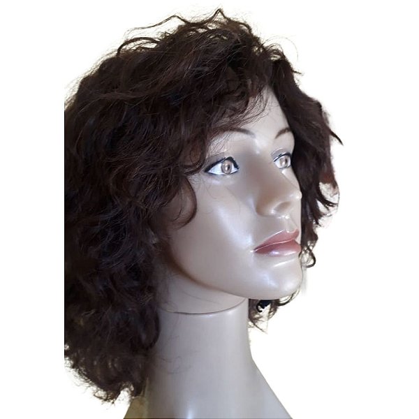 Peruca Lace Cabelo Humano: Castanho Médio - Ondulado