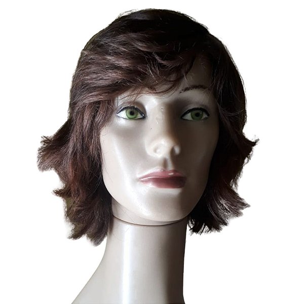 Peruca Lace Cabelo Humano: Castanho Médio - Liso Ondulado