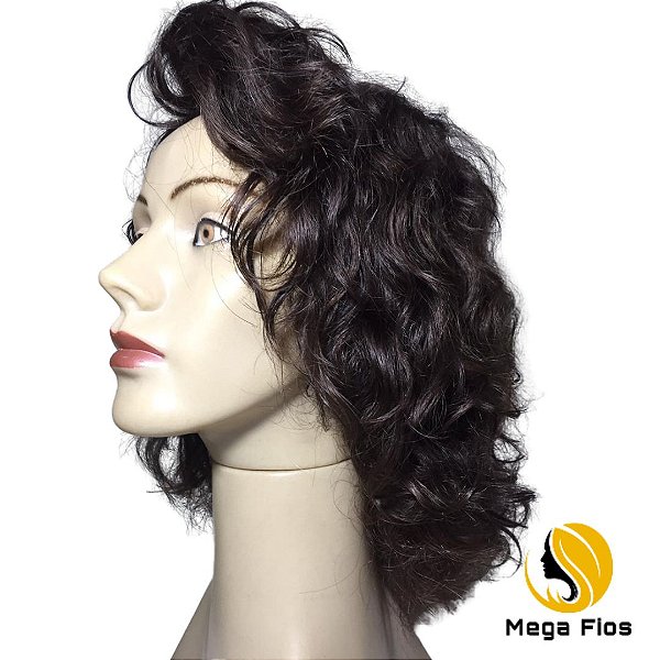 Peruca Lace Cabelo Humano: Castanho Escuro - Ondulada