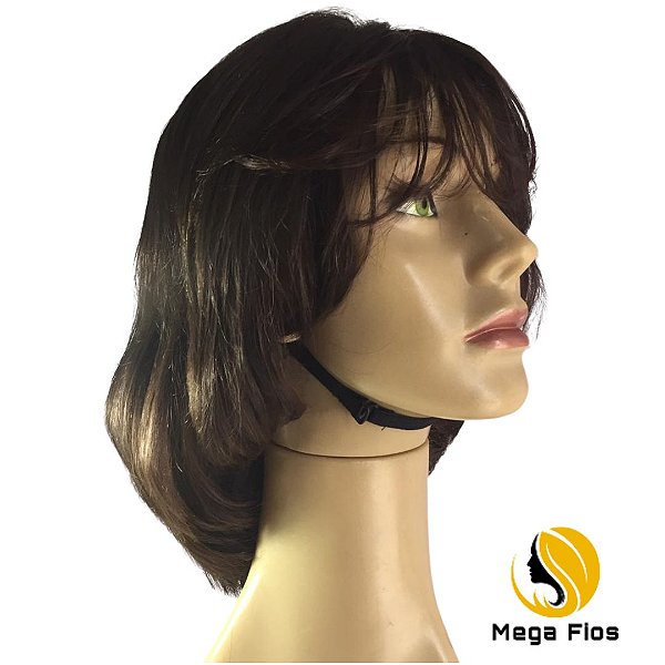 Peruca Lace Cabelo Humano: Castanho Escuro - Liso Ondulado