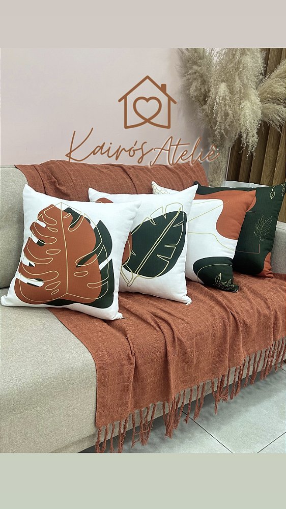 Kit 4 capas Costela de Adão Terracota com verde