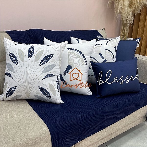 Kit 4 capas Folhas Azul