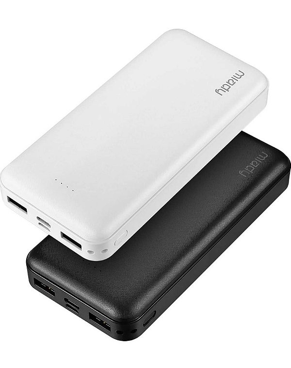 Carregador portátil Miady de 20000 mAh, com dupla saída USB e entrada USB-C