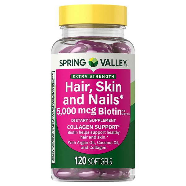 Hair Skin & Nails Spring Valley - 5,000 Mcg Biotin 120 Capsulas