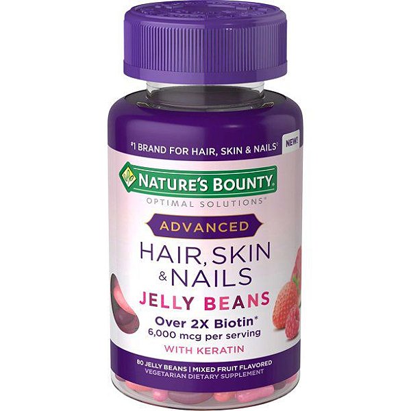 Hair Skin & Nails 80 Jelly Beans 6000mcg Advanced 2x + Biotin