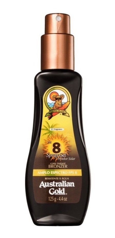 Protetor Solar Australian Spray Gel  Prova D´água Gold 8 Fps 125ml