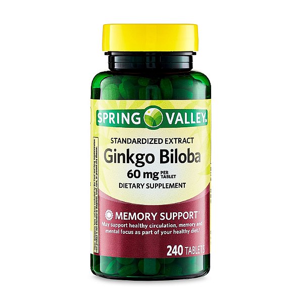 Ginkgo Biloba 60mg, 240 Cápsulas - Spring Valley
