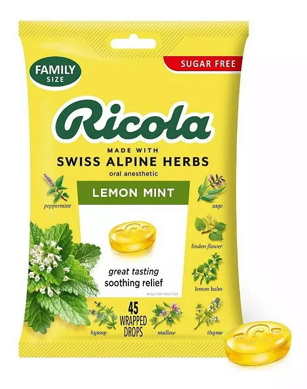 Bala Ricola Para Tosse Swiss Menta E Limão 45 Drops - Eua