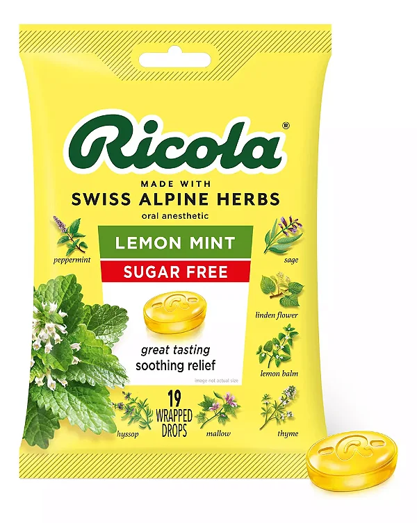 Bala Ricola Para Tosse Swiss Menta E Limão 19 Drops - Eua