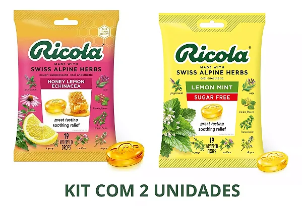 Bala Ricola Para Tosse Menta E Mel 38 Drops - 2 Unids