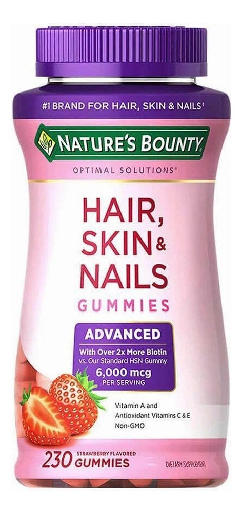 Hair Skins & Nails Advanced 2x Mais Biotina 6000mcg 230 Gomas Nature's Bounty