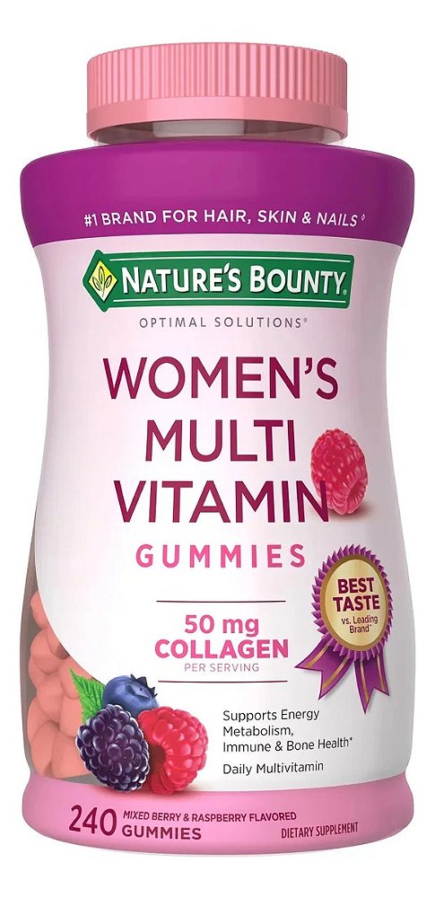 Vitaminas de Colágeno Nature's Bounty Para Mulheres com Sabor de Frutas Vermelhas - 240 Gomas