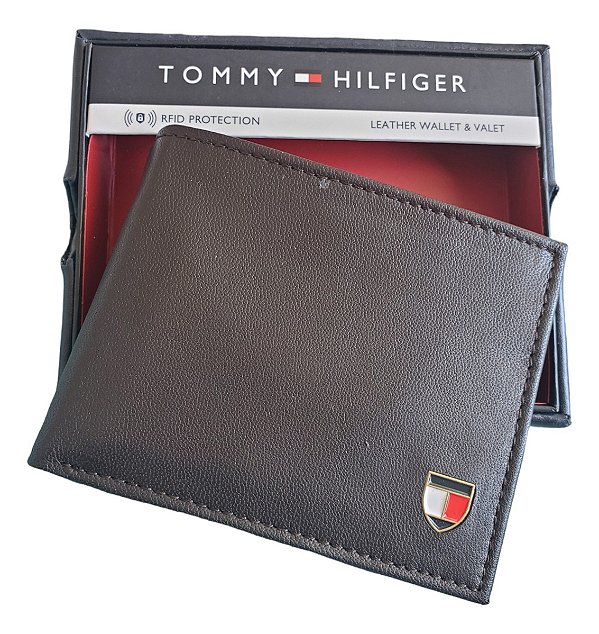 Carteira Tommy Hilfiger Masculina Em Couro Marrom - Importada