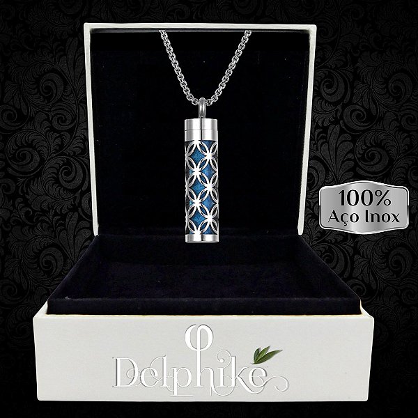 Difusor Pessoal - Colar com Pingente + Almofada (Cilindro) 100% Aço Inox