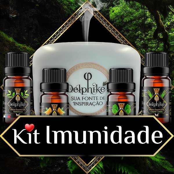 Kit Imunidade ❤️🛒 4x OEs Delphiké (Melaleuca - Laranja - Menta - Capim Limão) + Difusor Ultrassônico 500ml