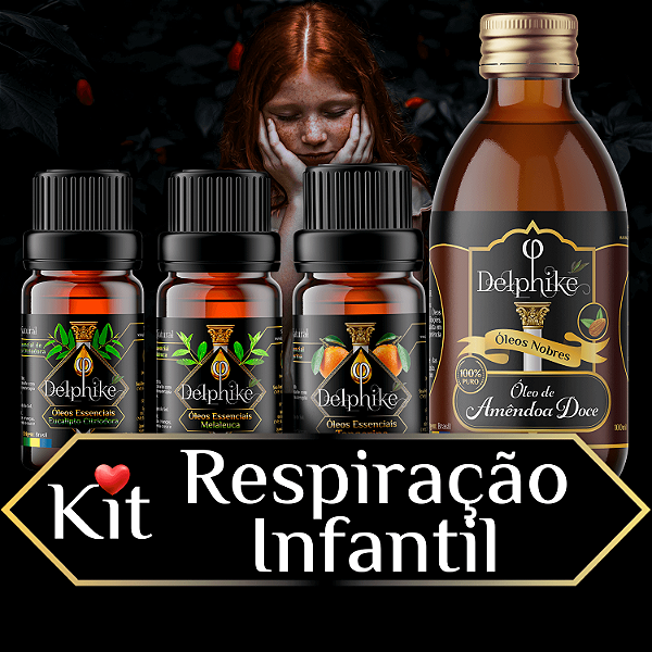 Kit Respiração Infantil ❤️🛒 3x OEs (Eucalipto C. - Melaleuca - Laranja Doce) + Óleo de Amêndoa Doce