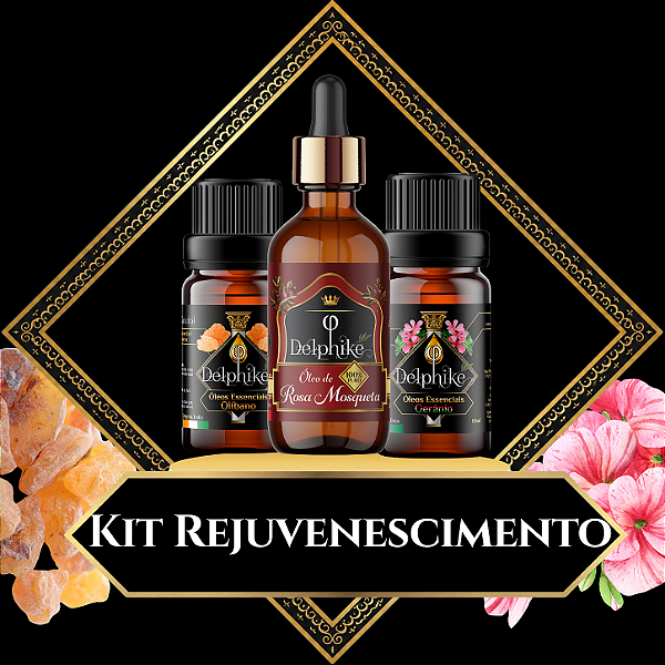 Kit Rejuvenescimento Delphiké - 2x OES Delphiké (Olibano - Gerânio) + Sérum de Rosa Mosqueta
