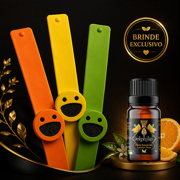 Pulseira Aromática Smile Delphiké + 1 Óleo Essencial de Laranja Doce Delphiké