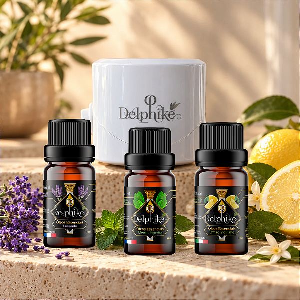 Kit com 3 Óleos Essenciais + Aromatizador Elétrico Original - Delphiké