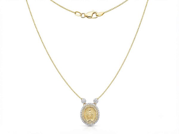 Colar Medalha Espírito Santo Radiante com Zircônias – Banhado a Ouro 18k