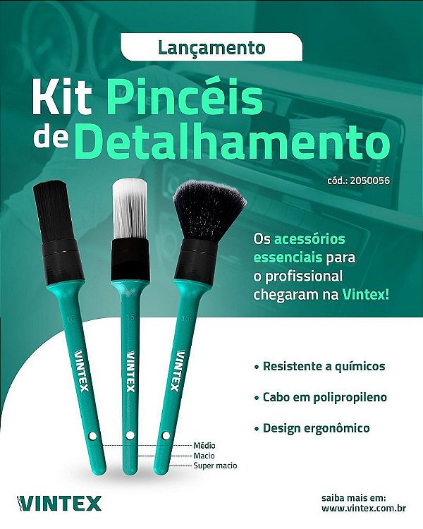 Kit pinceis de detalhamento médio super macio vintex by Vonixx