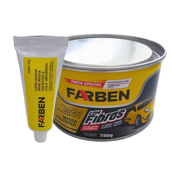 MASSA POLIESTER COM FIBRA 750ML -  FARBEN