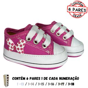 (GRADE 6 PÇ) Tênizinho Starzinho (Pink aplicação laço de poá pink)