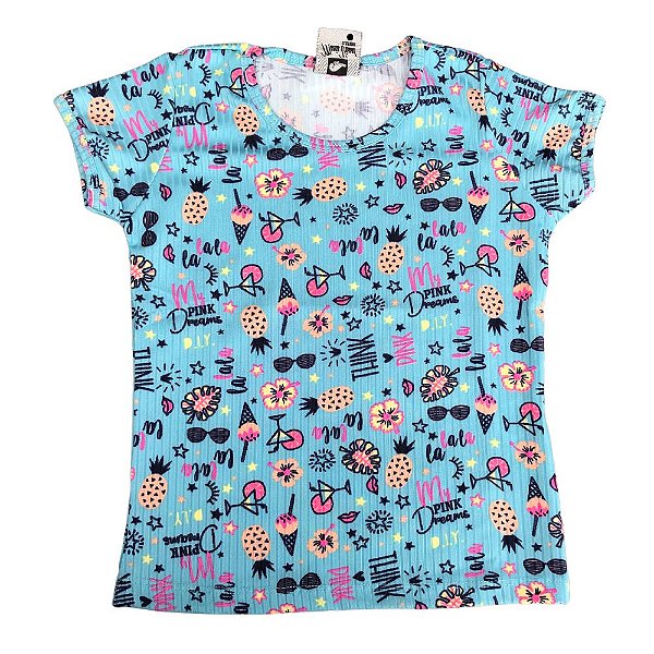 Blusinha Canelada Estampada Drinks