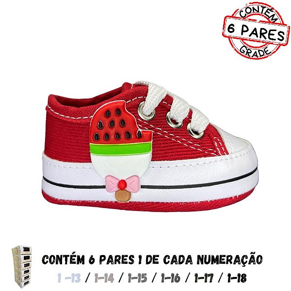 (GRADE 6 PÇ) Tênizinho Starzinho de Bebê Picolézinho (Vermelha)