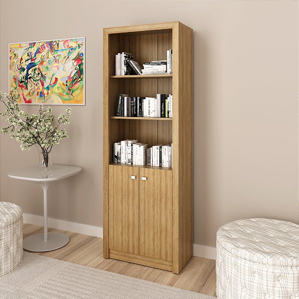 Armário Estante para Escritório 172cm com 2 Portas e 3 Nichos