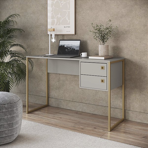 Mesa Escrivaninha Escritório Industrial 120cm em Metal com 2 Gavetas
