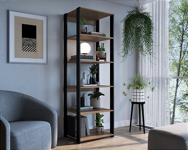 Estante Livreiro Grande Moderno 60cm com 5 Prateleiras