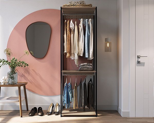 Guarda-Roupa Closet Moderno Grande 60cm com 2 Cabideiros