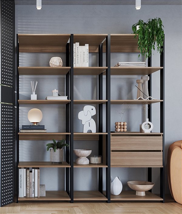 Guarda-Roupa Closet Modulado 160cm com 3 Torres e 2 Gavetas