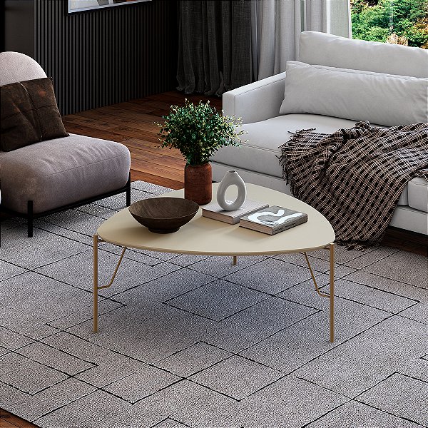 Mesa de Centro Baixa 89cm em MDF e Pés de Metal
