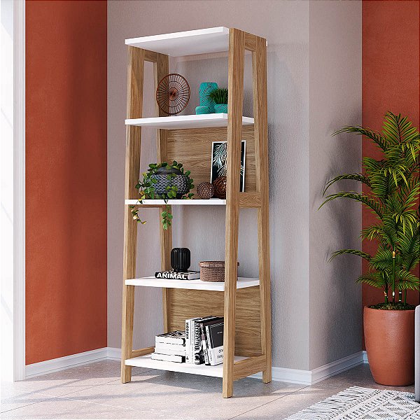 Estante Estilo Retrô 65cm com 5 Prateleiras Hanover e Off White