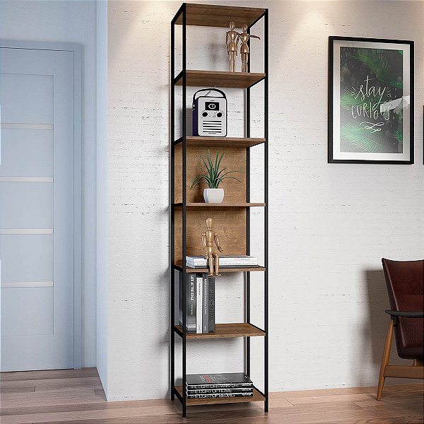 Estante Simples Industrial 45cm com 7 Prateleiras Vermont e Preto