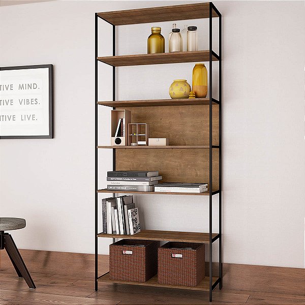 Estante Grande Industrial 90cm com 7 Prateleiras Vermont e Preto
