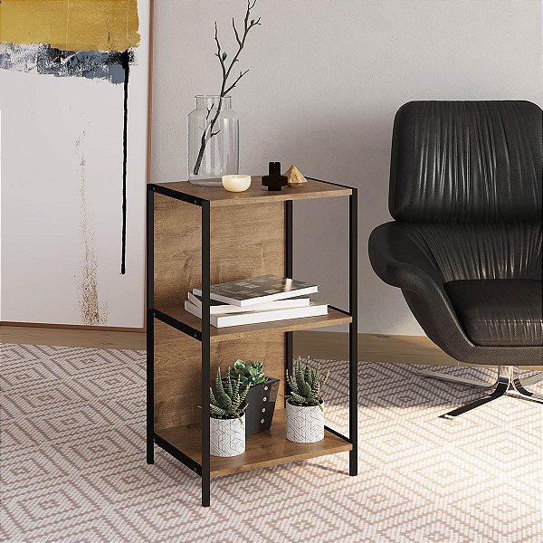 Estante Baixa Industrial 45cm Estrutura em Metal Vermont e Preto