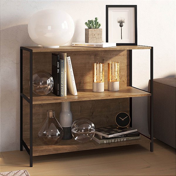 Estante Baixa Industrial 90cm com 3 Prateleiras Vermont e Preto